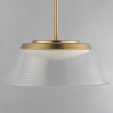 Jensen LED Pendant Satin Brass Clear Ribbed By ET2 - Front View