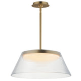 Jensen LED Pendant Satin Brass Clear Ribbed By ET2