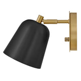 Jojo Single Light Plug-in Sconce - Lacquered Brass / Black