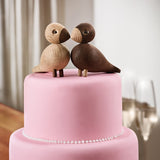 Kay Bojesen Lovebirds, Oak/Smoked Oak, H: 3.5" By Kay Bojesen