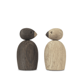 Kay Bojesen Pair Of Sparrows, Small, Oak/Smoked Oak, H: 2.2" By Kay Bojesen