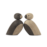 Kay Bojesen Pair Of Sparrows, Small, Oak/Smoked Oak, H: 2.2" By Kay Bojesen