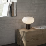 Karl-Johan Table Lamp Smoked Oak White Opal Glass By New Works - Lifestyle View