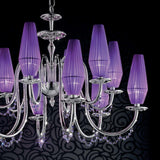 Karma 1810-L12L Chandelier By Bellart Finish: Chrome, Shade Color: Violet, , | Casa Di Luce Lighting