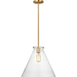 Kate Cone Pendant — 16", Clear, Satin Brass