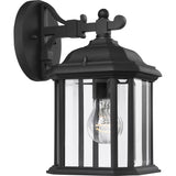 Kent Down Outdoor Wall Lantern — 11.5 Inch, Black with Clear Beveled Glass