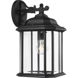 Kent Down Outdoor Wall Lantern — 15 Inch, Black with Clear Beveled Glass