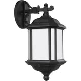 Kent Up/Down Outdoor Wall Lantern — 15 Inch, Black with Satin Etched Glass