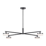 Khan Chandelier — 34", Silk Screen White Inside Clear Outside, Aged Iron
