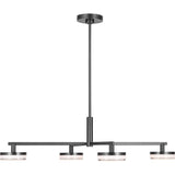 Khan Chandelier — 44 7/8", Silk Screen White Inside Clear Outside, Aged Iron