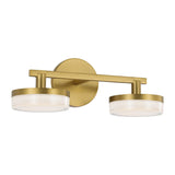 Khan Vanity Light — 14", Silk Screen White Inside Clear Outside, Burnished Brass