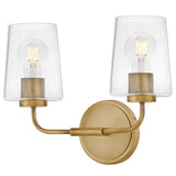 Kline Vanity Light 2 Light Heritage Brass Clear By Lark Living - Side View1