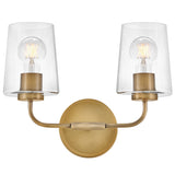 Kline Vanity Light 2 Light Heritage Brass Clear By Lark Living