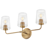 Kline Vanity Light 3 Light Heritage Brass Clear By Lark Living - Side View2