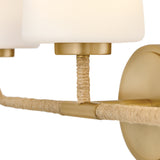 Kline Vanity Light 3 Light Lacquered Brass Natural By Lark Living - Detailed View