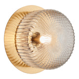 Knobbel Wall Sconce 1 Light Aged Gold Brass Clear Ribbed