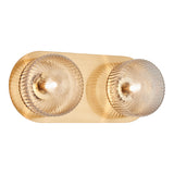 Knobbel Wall Sconce 2 Light Aged Gold Brass Clear Ribbed