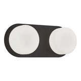 Knobbel Wall Sconce 2 Light Matte Black Opal Ribbed