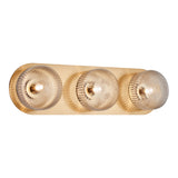 Knobbel Wall Sconce 3 Light Aged Gold Brass Clear Ribbed