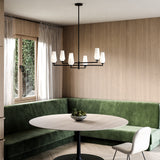 Krysta Chandelier Matte Black Opal Matte Glass By Alora Lifestyle View