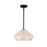 Krysta Pendant Light Matte Black Opal Matte Glass By Alora With Light