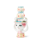 Bjørn Wiinblad Lady with Hat Candle Holder, Pink/Yellow, H: 6.3" By Bjorn Wiinblad