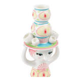 Bjørn Wiinblad Lady with Hat Candle Holder, Pink/Yellow, H: 6.3" By Bjorn Wiinblad