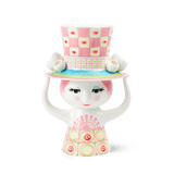 Bjørn Winblad Lady With Hat Vase, Pink/Yellow H: 8.1" By Bjorn Wiinblad