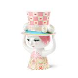 Bjørn Winblad Lady With Hat Vase, Pink/Yellow H: 9.6" By Bjorn Wiinblad