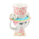 Bjørn Winblad Lady With Hat Vase, Pink/Yellow By Bjorn Wiinblad