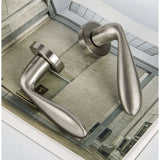 Lara Door Lever in Satin Nickel lifestyle view by Colombo Design