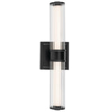 Laurene Clue Fluted Glass Vanity Light Small Black By Kichler - Front View