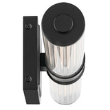 Laurene Clue Fluted Glass Vanity Light Small Black By Kichler - Side View