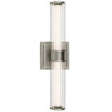 Laurene Clue Fluted Glass Vanity Light Small Brushed Nickel By Kichler - Front View