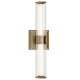 Laurene Clue Fluted Glass Vanity Light Small Champagne Bronze By Kichler - Front View