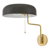 Ledger Swing Arm Single Light Sconce - Lacquered Brass / Black