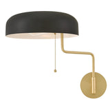 Ledger Swing Arm Single Light Sconce - Lacquered Brass / Black