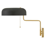 Ledger Swing Arm Single Light Sconce - Lacquered Brass / Black