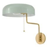 Ledger Swing Arm Single Light Sconce - Lacquered Brass / Seafoam