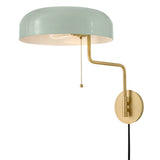 Ledger Swing Arm Single Light Sconce - Lacquered Brass / Seafoam