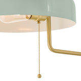 Ledger Swing Arm Single Light Sconce - Lacquered Brass / Seafoam