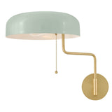 Ledger Swing Arm Single Light Sconce - Lacquered Brass / Seafoam