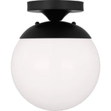 Leo Semi Flush Mount by Visual Comfort Studio - LED Bulb(s) Included, Midnight Black, White Glass