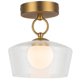 Leota Semi Flush Mount Brushed Gold Clear Glass By Alora - Front View