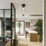 Leota Semi Flush Mount Matte Black Clear Glass By Alora - Lifestyle View