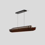Lex Linear Pendant by Cerno, dark stained walnut slats with textured black accents and canopy