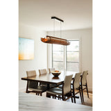 Lex Linear Pendant by Cerno in walnut over a dining table