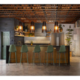 Row of Lex Pendant Lights by Cerno over a kitchen island