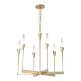 Lilium Chandelier 6 Light, shown in Modern Brass, by Hubbardton Forge