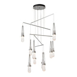 Link 10-Light Blown Glass Mobile Chandelier, shown in Sterling, Clear Bubble Glass, Standard, by Hubbardton Forge